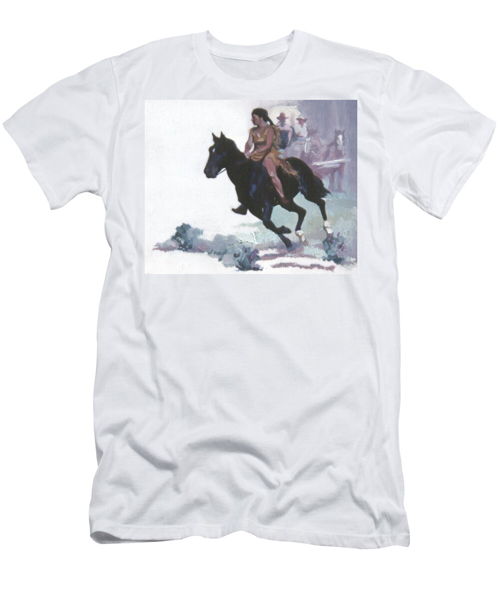 Running Horse T-Shirt featuring the painting Free as the Wind by Elizabeth J Billups