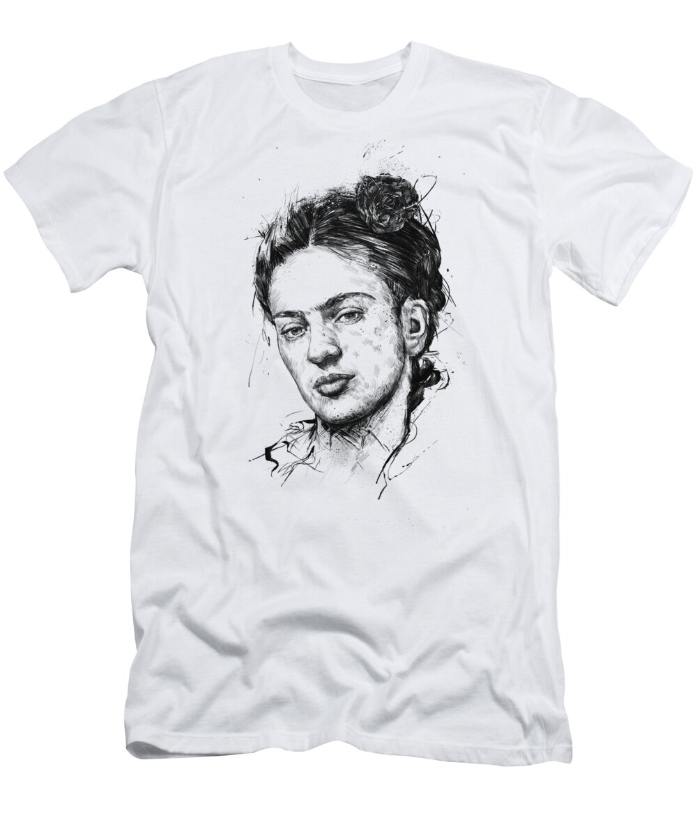 Frida T-Shirt featuring the drawing Frida by Balazs Solti