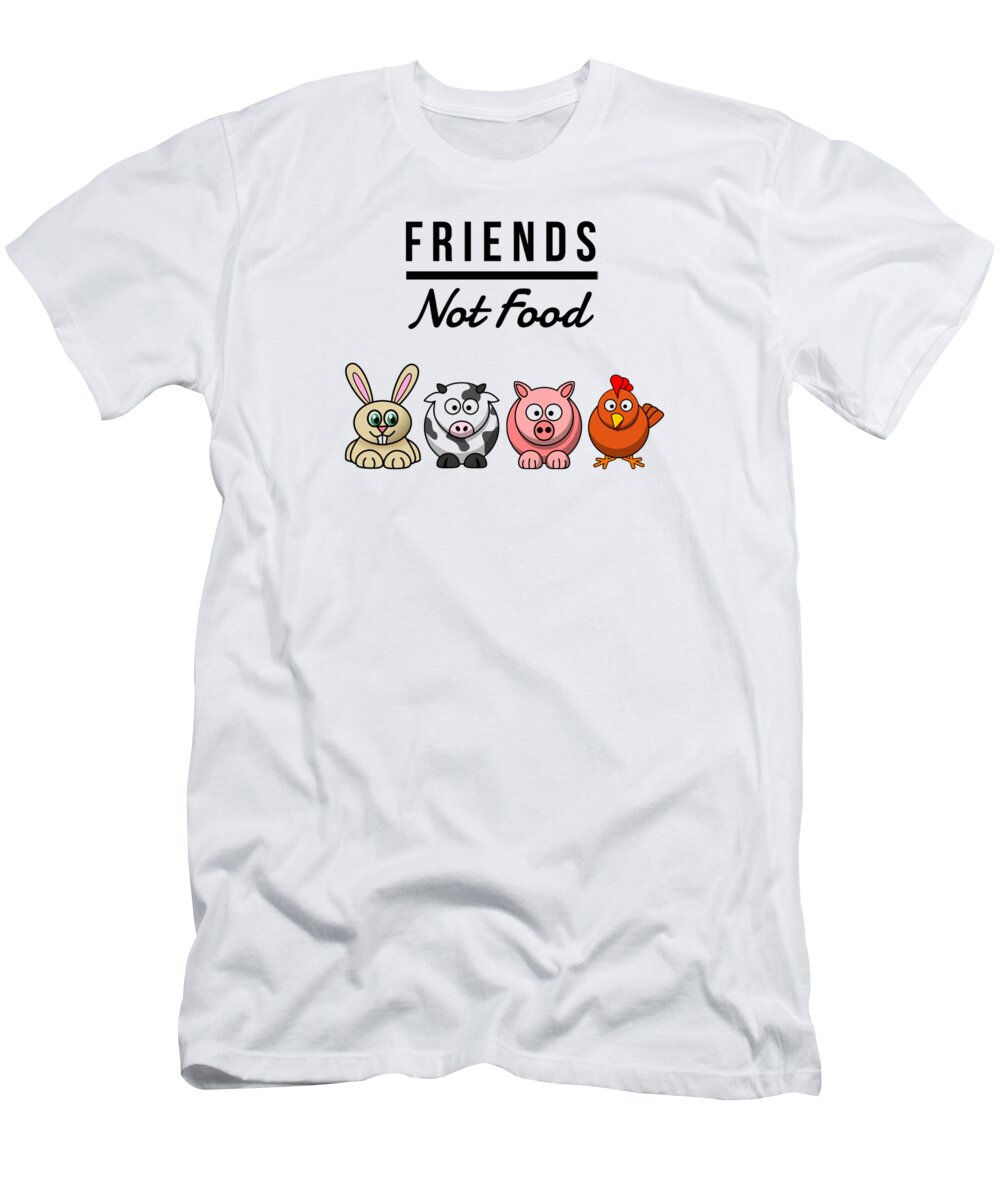 Friends Not Food Vegan Funny Gift Idea T-Shirt by Jeff Brassard - Pixels