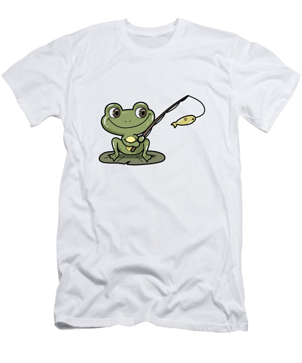 Frog at Fishing with Fishing rod T-Shirt by Markus Schnabel - Pixels