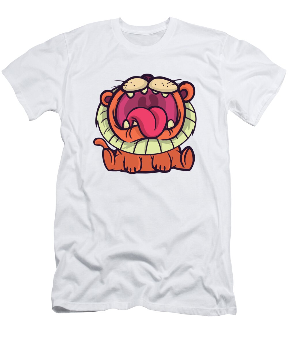Funny Cute Crying Cartoon Lion Kids Gift T-Shirt by Qwerty Designs - Pixels
