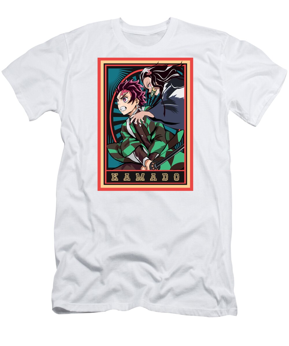 Video Game T-Shirt featuring the drawing Funny Men Demon Slayer Tanjiro Kamado by Anime-Video Game