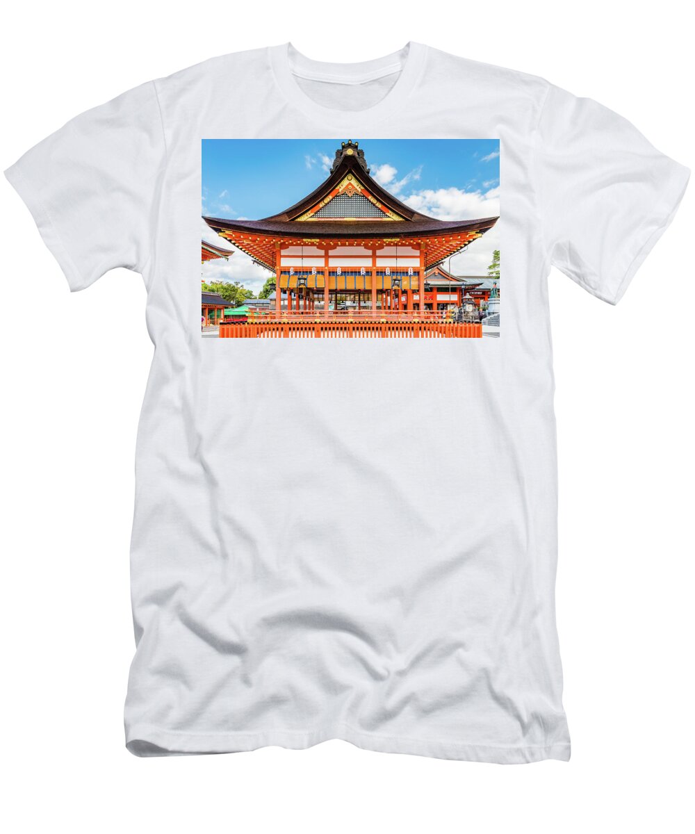 Shrine T-Shirt featuring the photograph Gai-Haiden, Fushimi Inari-Taisha shrine, Kyoto #2 by Lyl Dil Creations