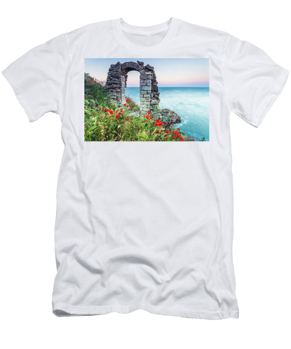 Fortress T-Shirt featuring the photograph Gate In the Poppies by Evgeni Dinev