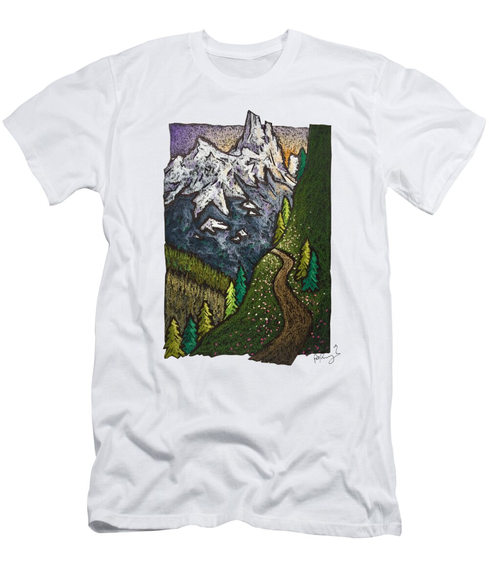 Hiking T-Shirt featuring the pastel Gentle Ascent by Patrick Kochanasz