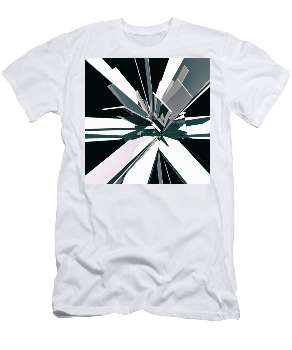Monotone T-Shirt featuring the digital art Geometric Cluster by Phil Perkins
