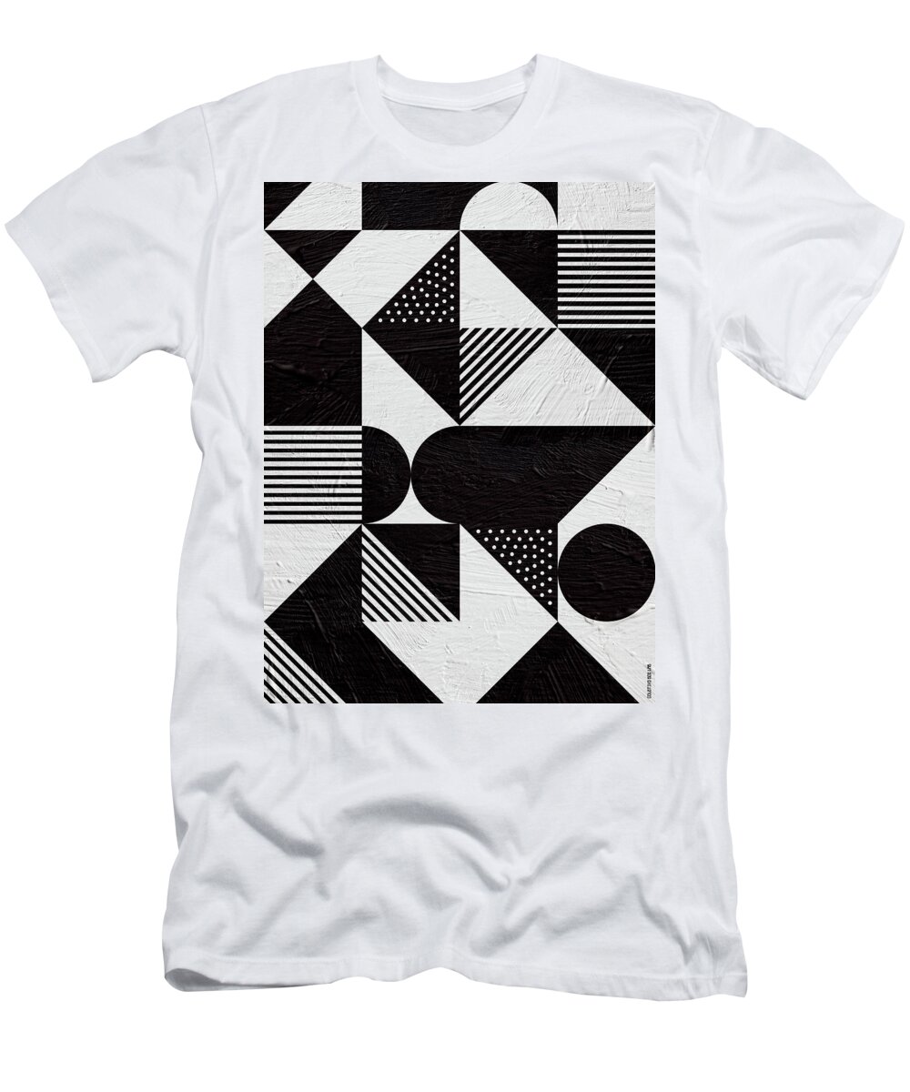 Geometric shape black and white T-Shirt by Paulo Ribas - Pixels