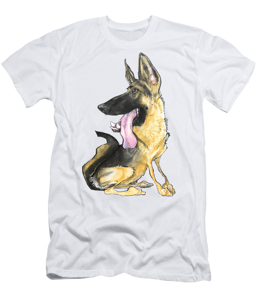 Dog T-Shirt featuring the drawing German Shepherd by Canine Caricatures By John LaFree