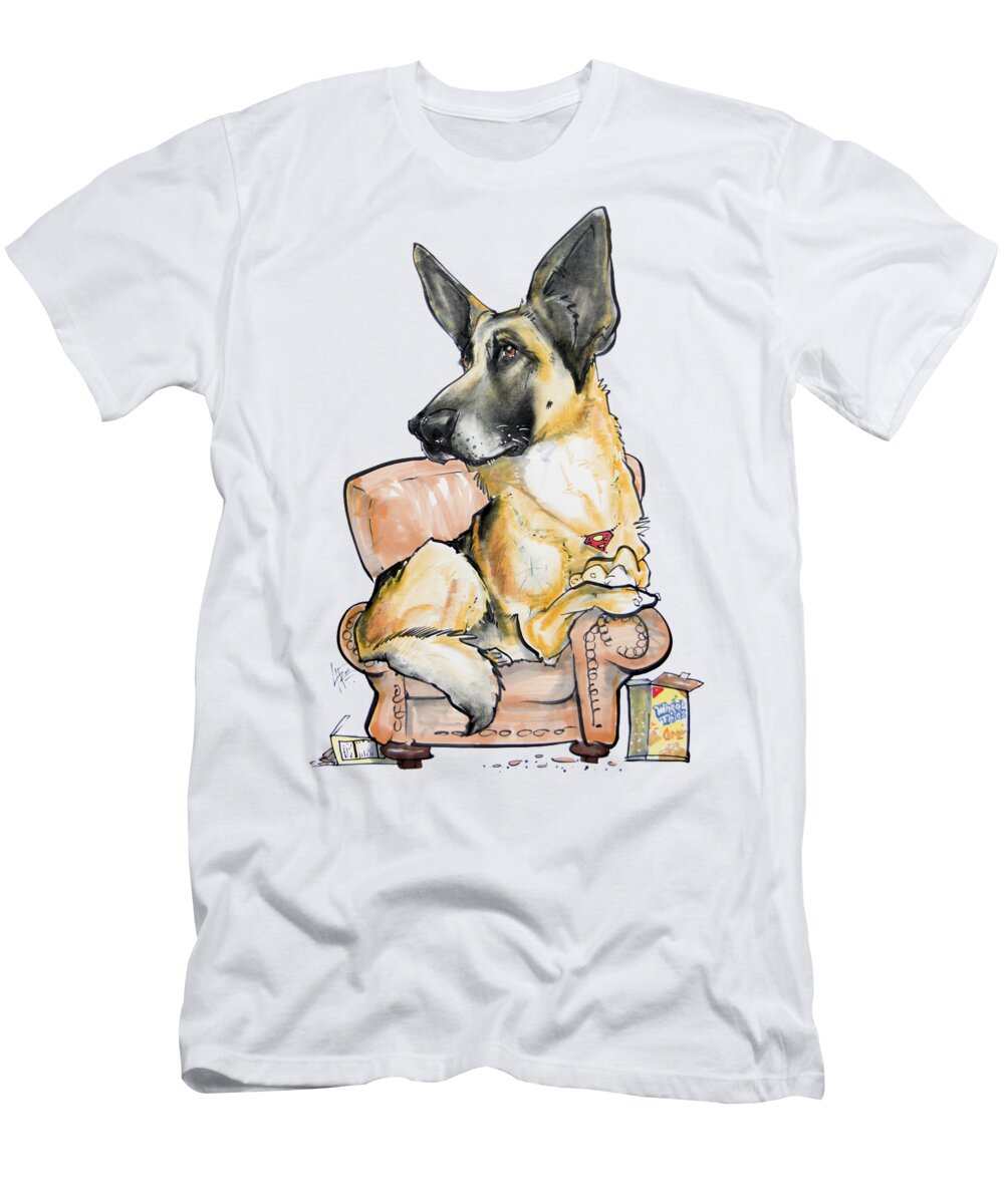 Dog T-Shirt featuring the drawing German Shepherd on a Chair by John LaFree