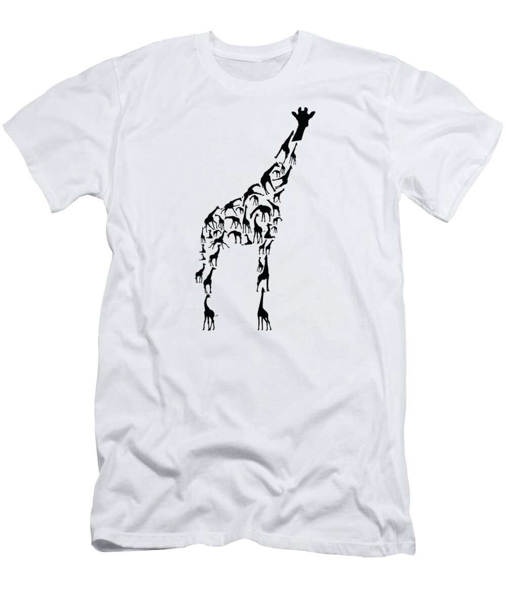 Giraffe T-Shirt featuring the digital art Giraffe Wildlife Africa Giraffes Silhouette by Toms Tee Store