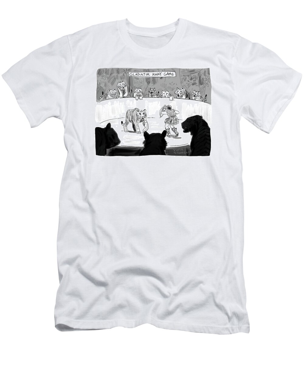 Captionless T-Shirt featuring the drawing Gladiator Away Game by Sofia Warren