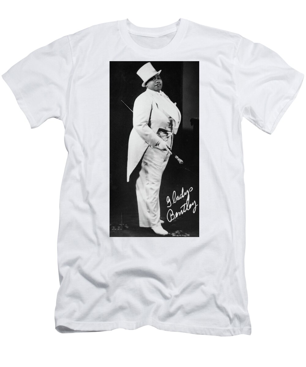 Gladys Alberta Bentley T-Shirt featuring the painting Gladys Bentley, America's Greatest Sepia Piano Player, Brown Bomber of Sophisticated Songs by American School