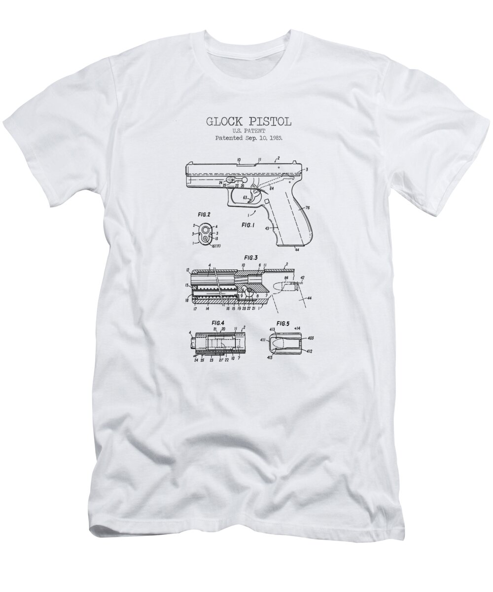 Glock Pistol T-Shirt featuring the digital art GLOCK PISTOL patent by Dennson Creative