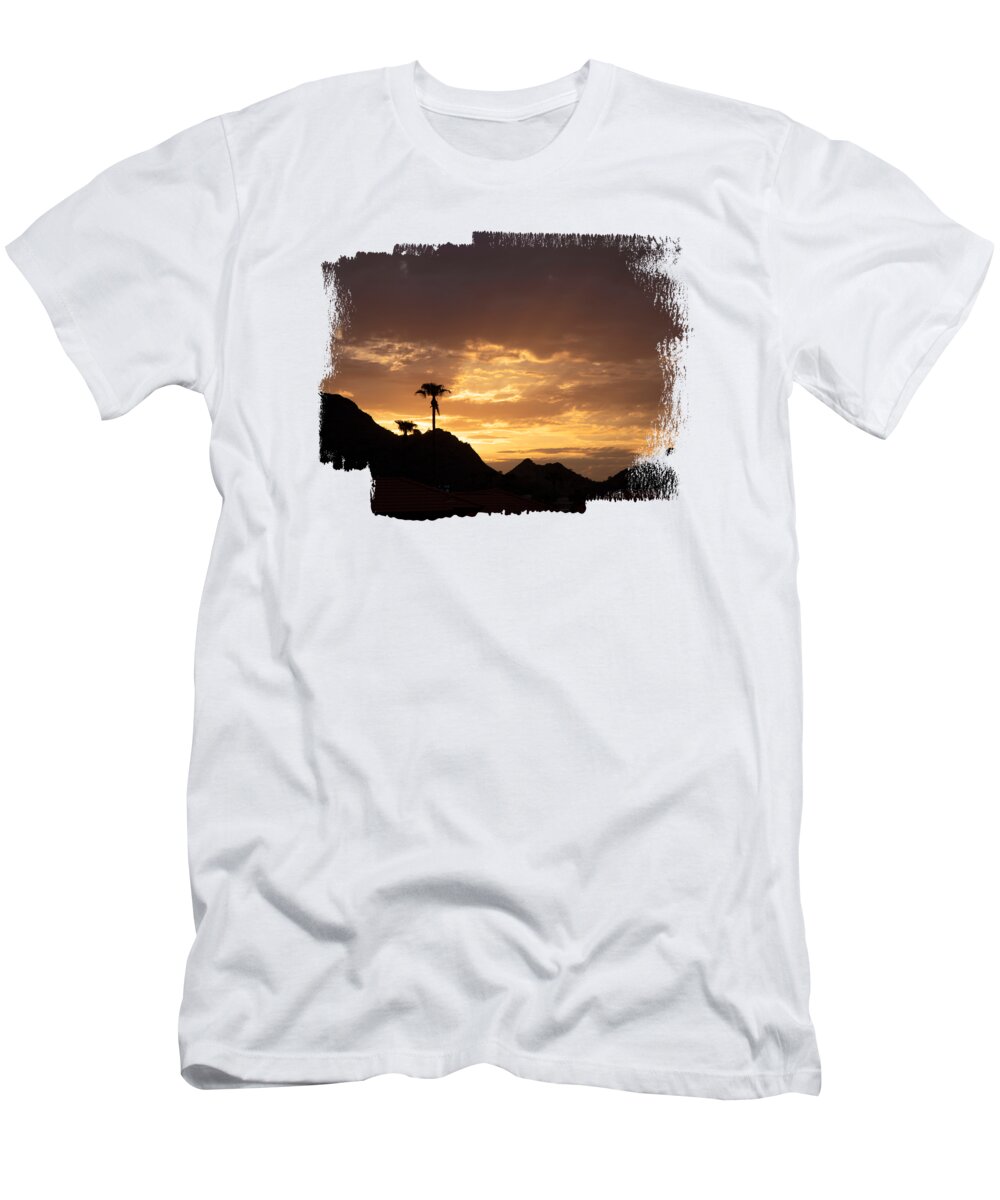 Sunset T-Shirt featuring the photograph Golden Desert Monsoon Sunrise by Elisabeth Lucas