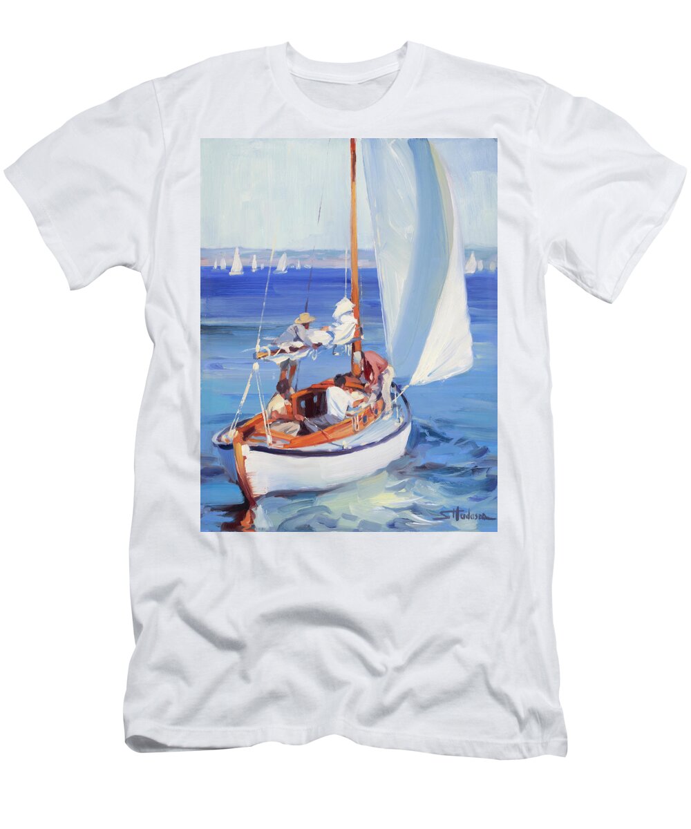 Sailboat T-Shirt featuring the painting Gone Sailing by Steve Henderson