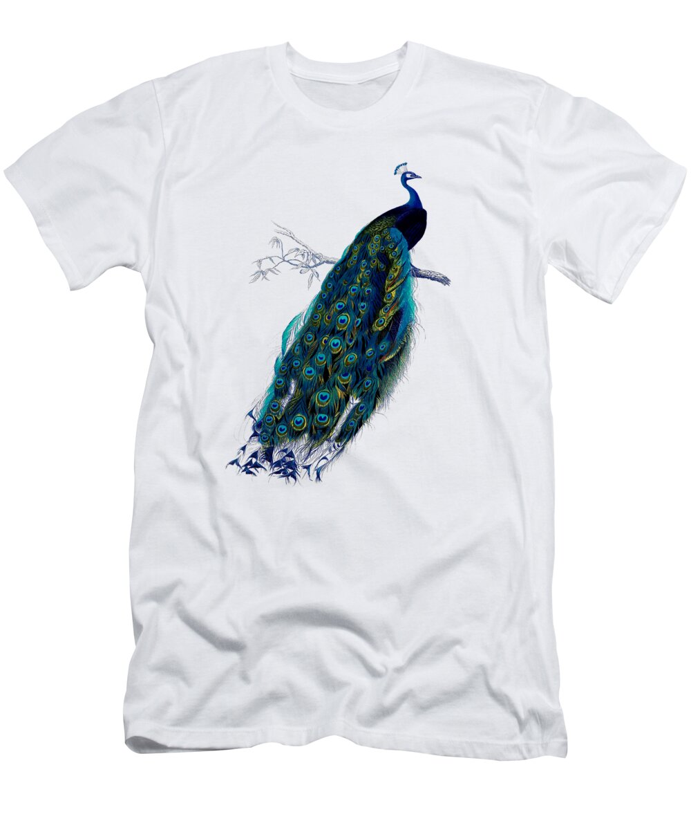 Peacock T-Shirt featuring the digital art Graceful Peacock by Madame Memento