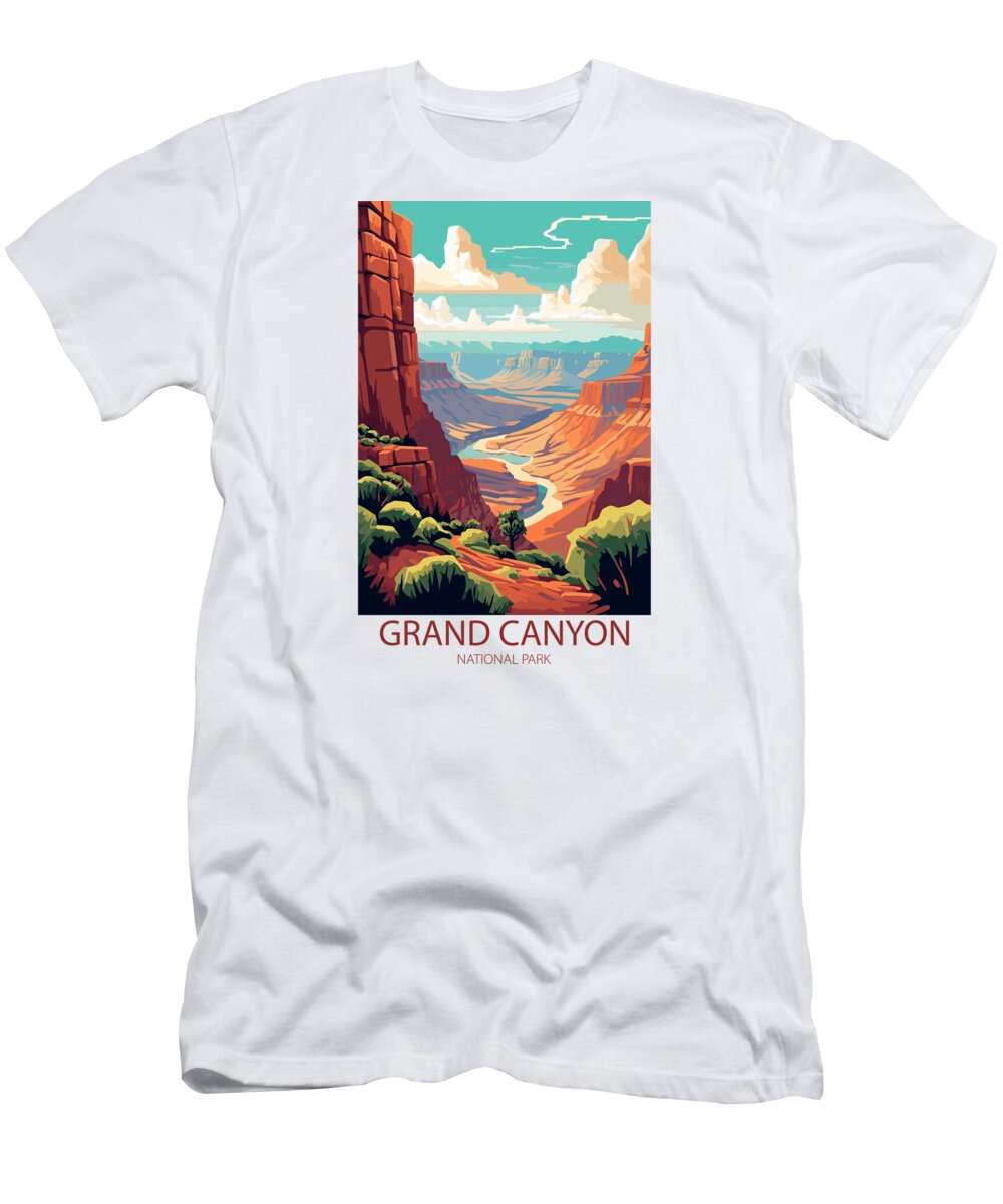 Famous Places T-Shirt featuring the mixed media Grand Canyon National Park by Travel Posters