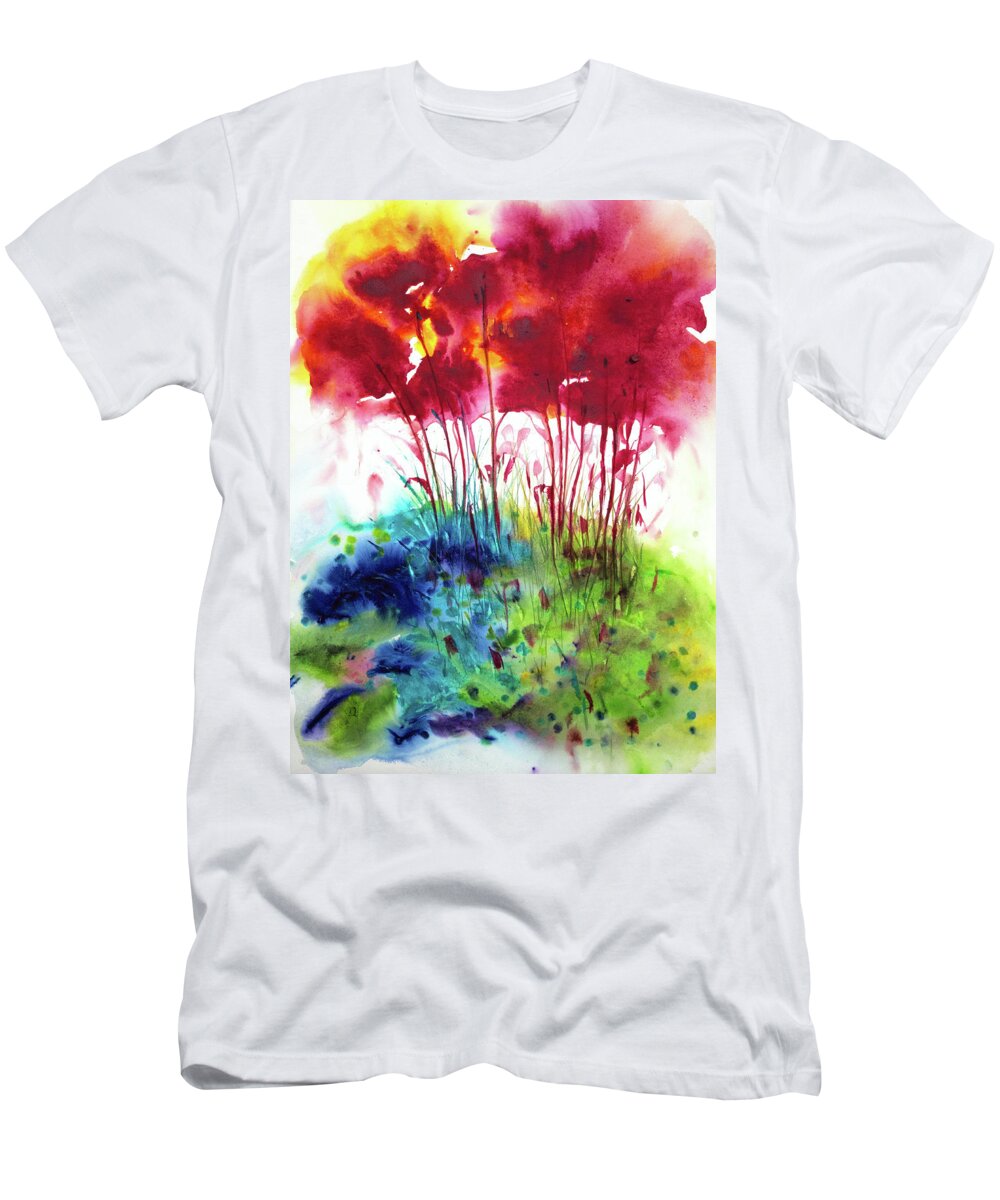 Watercolour T-Shirt featuring the painting Gravity Pulls On a Little More by Petra Rau
