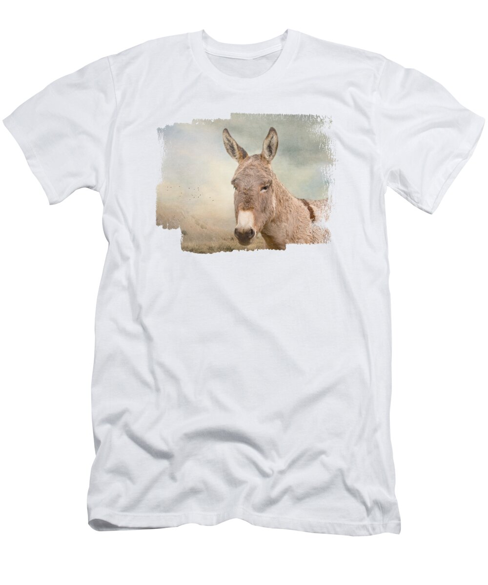 Donkey T-Shirt featuring the mixed media Gray Donkey Two by Elisabeth Lucas