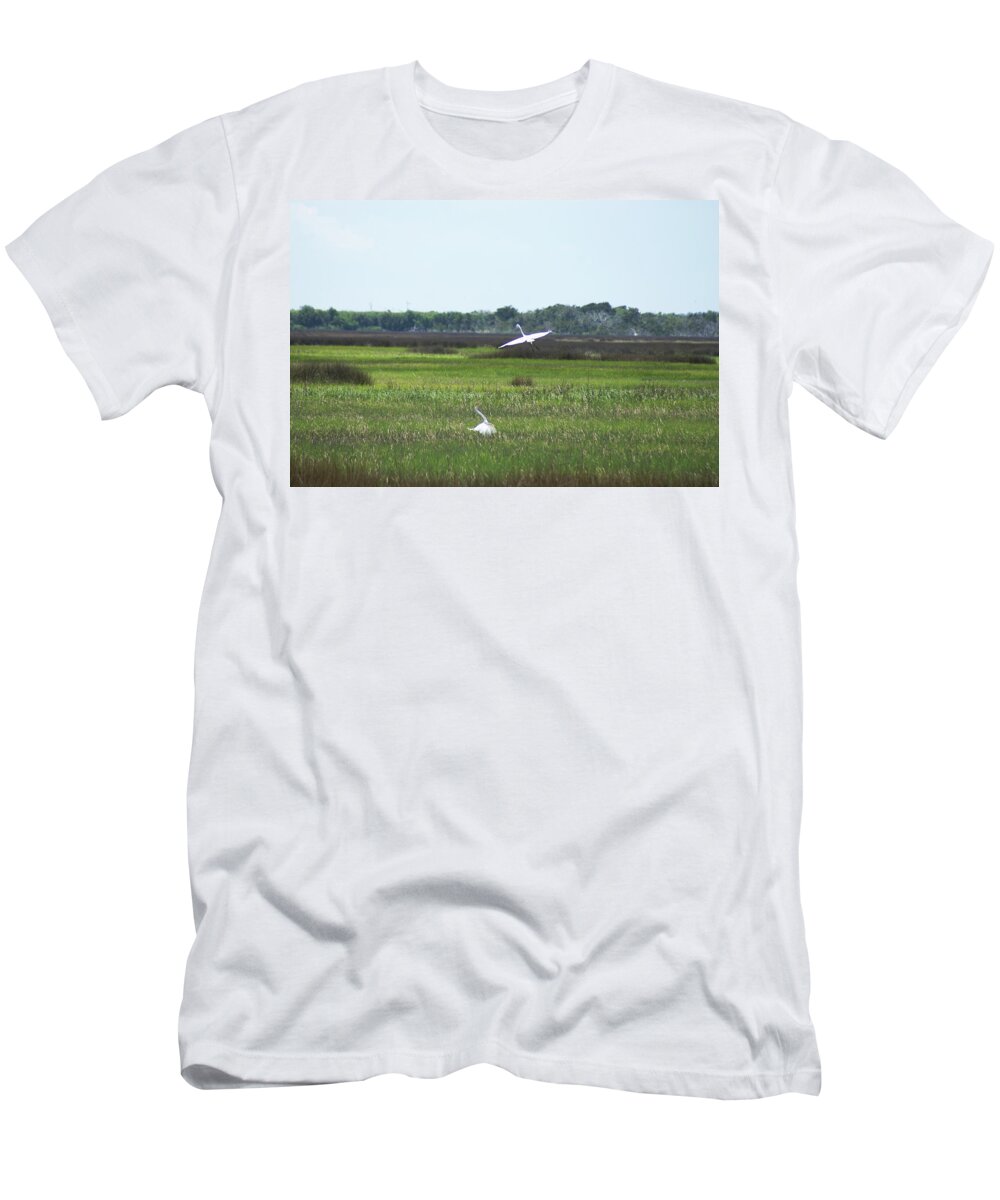  T-Shirt featuring the photograph Great Egrets by Heather E Harman