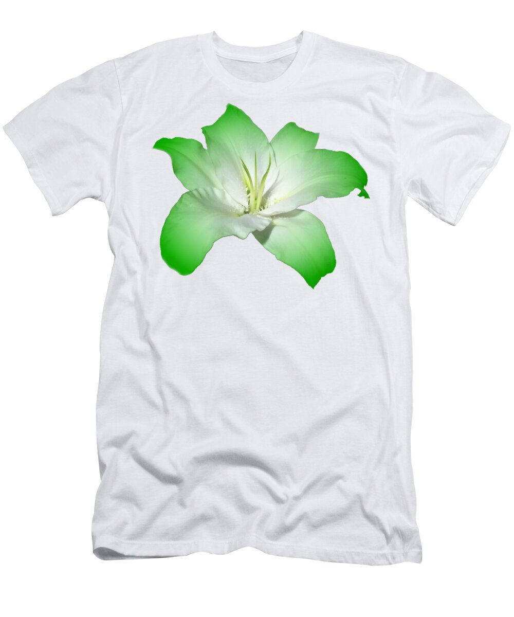 Green T-Shirt featuring the photograph Green Lily Flower by Delynn Addams