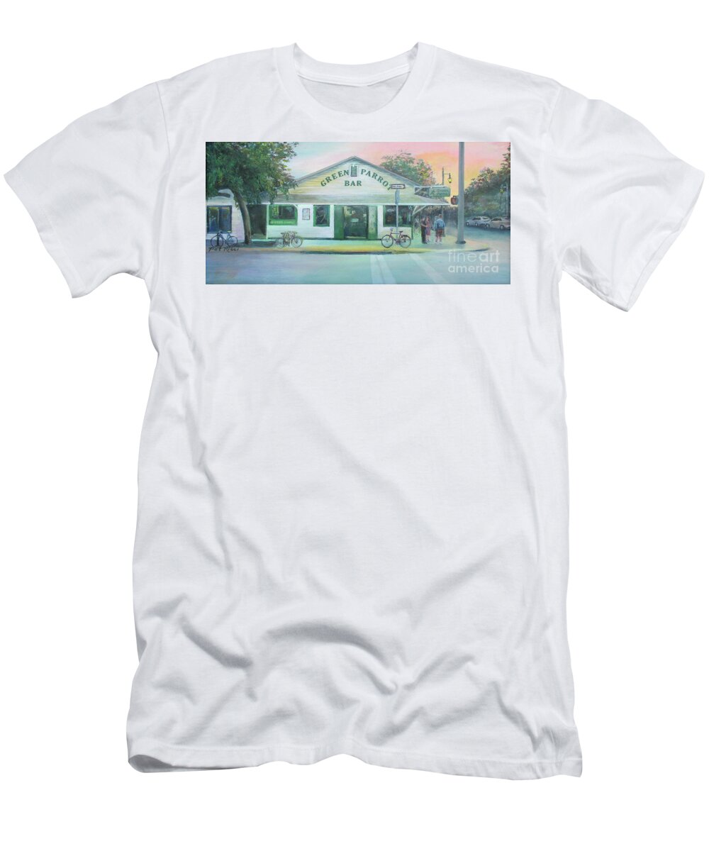 Green Parrot Bar T-Shirt featuring the painting Green Parrot Bar in Key West by Patricia Ricci
