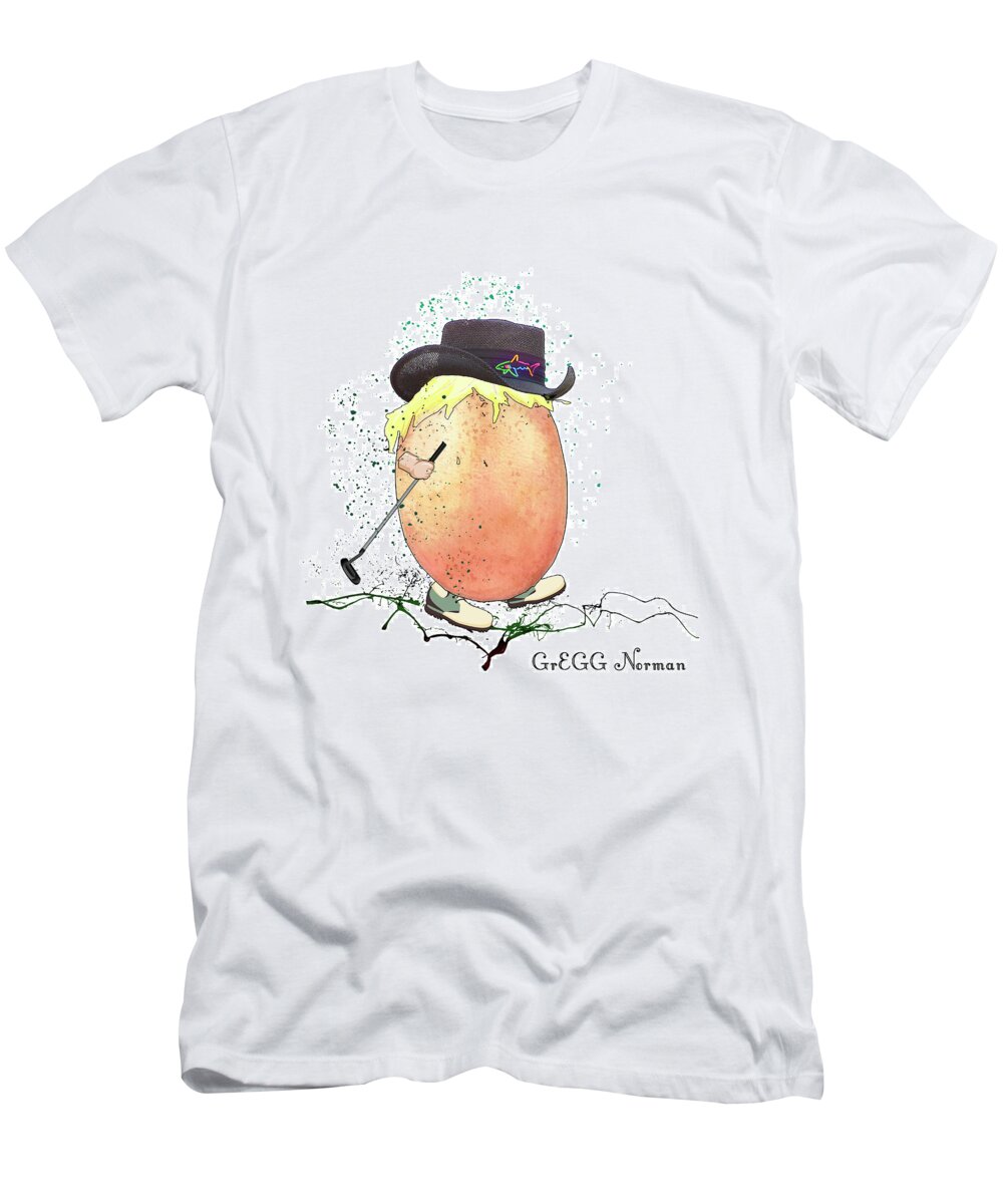 Egg T-Shirt featuring the mixed media GrEGG Norman by Miki De Goodaboom