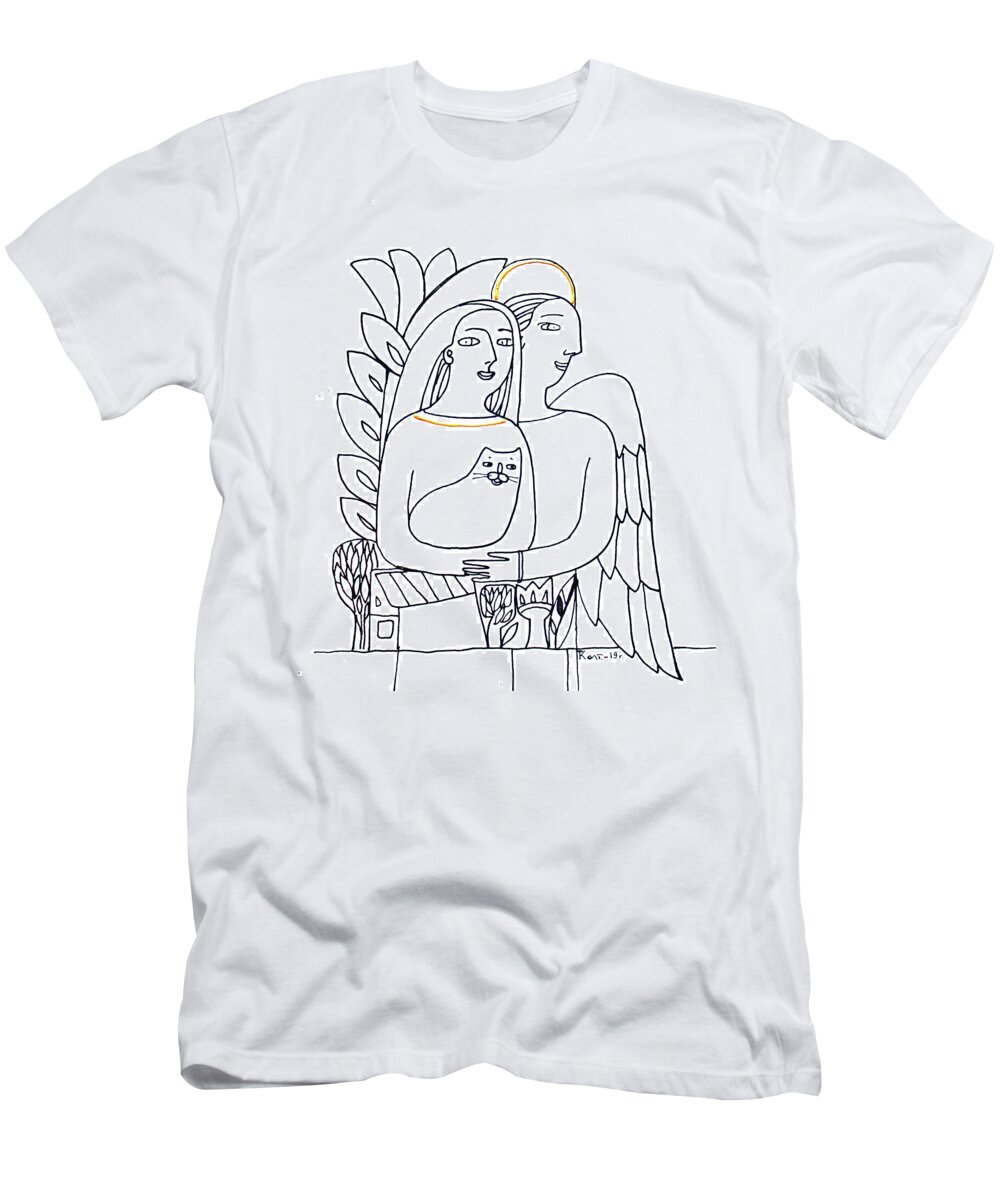 Russian Artists New Wave T-Shirt featuring the drawing Guardian Angel by Tatiana Koltachikhina