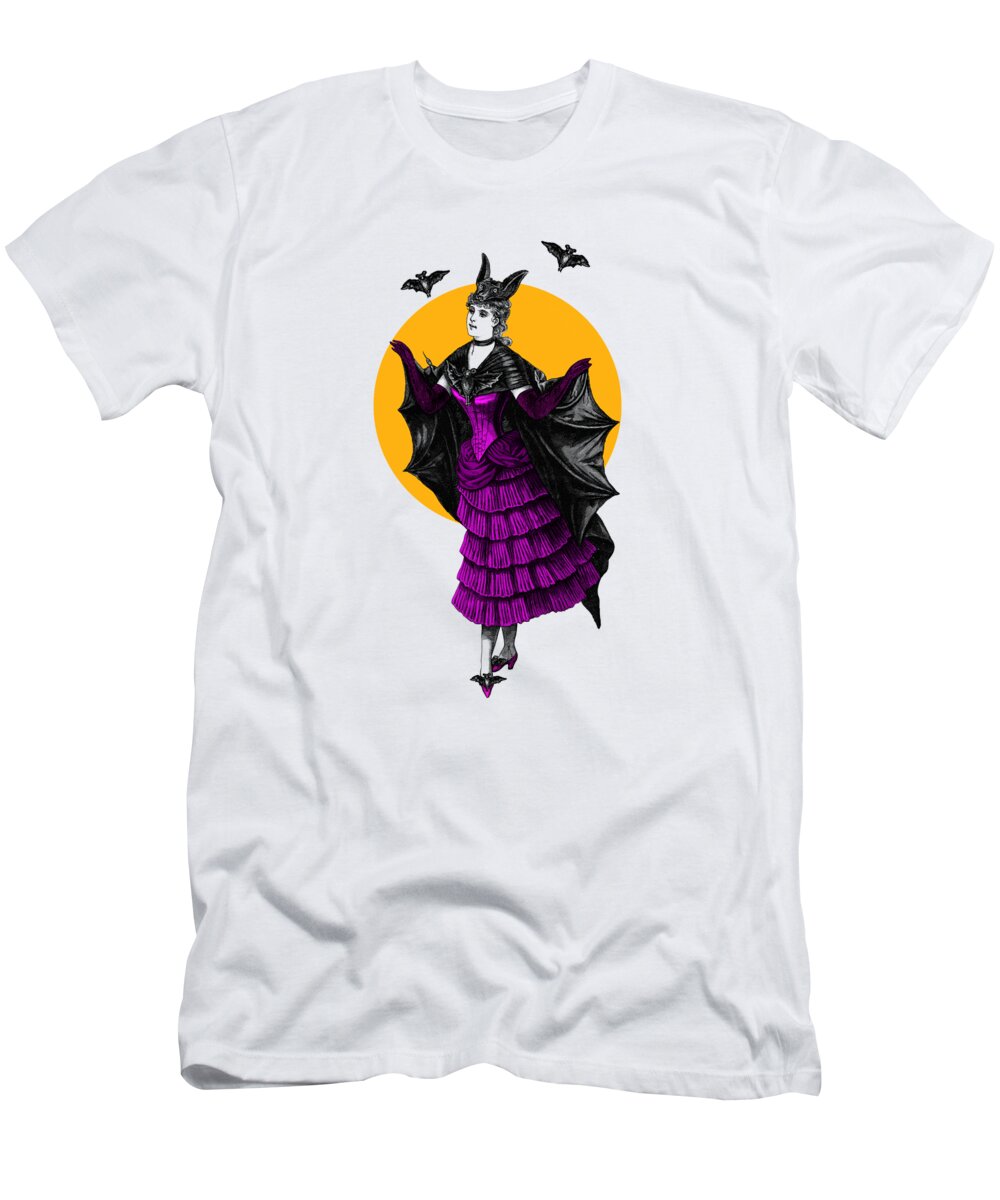 Vampire T-Shirt featuring the digital art Halloween batgirl by Madame Memento