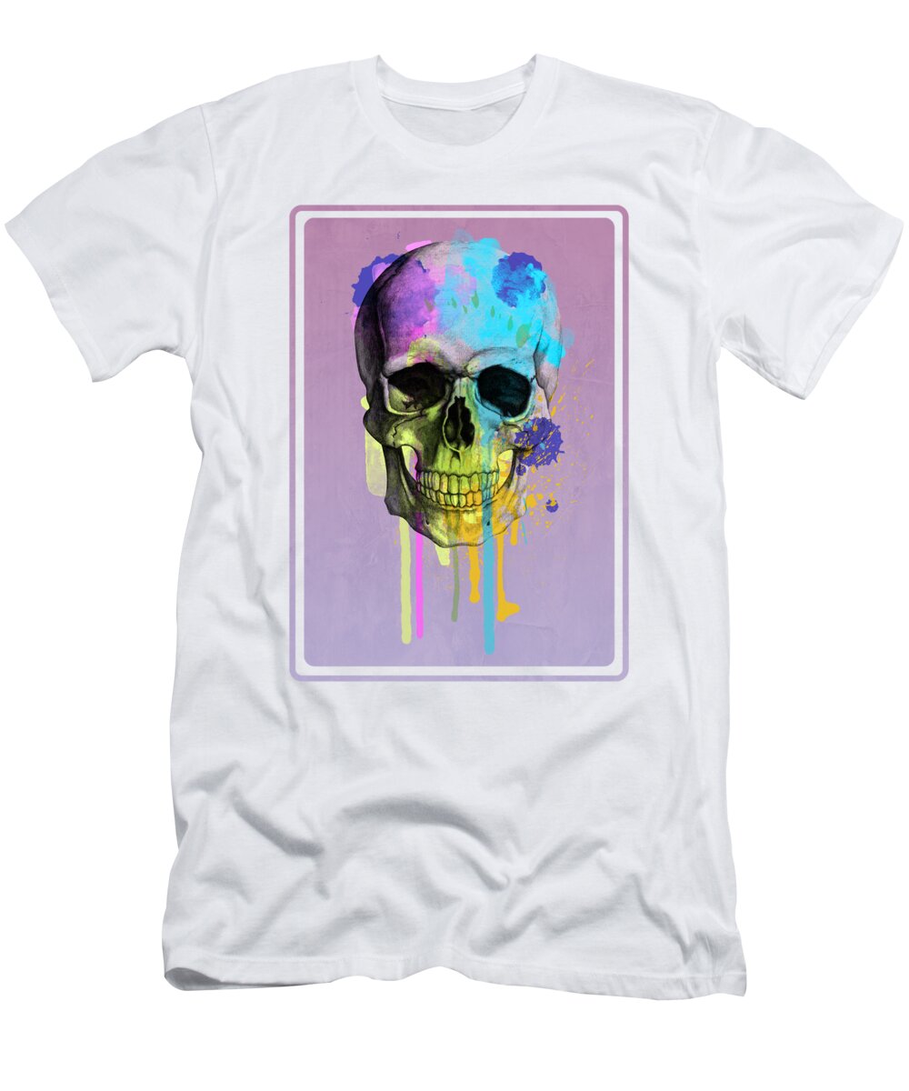  Humans Skull T-Shirt featuring the painting Halloween skull painting by Mark Ashkenazi