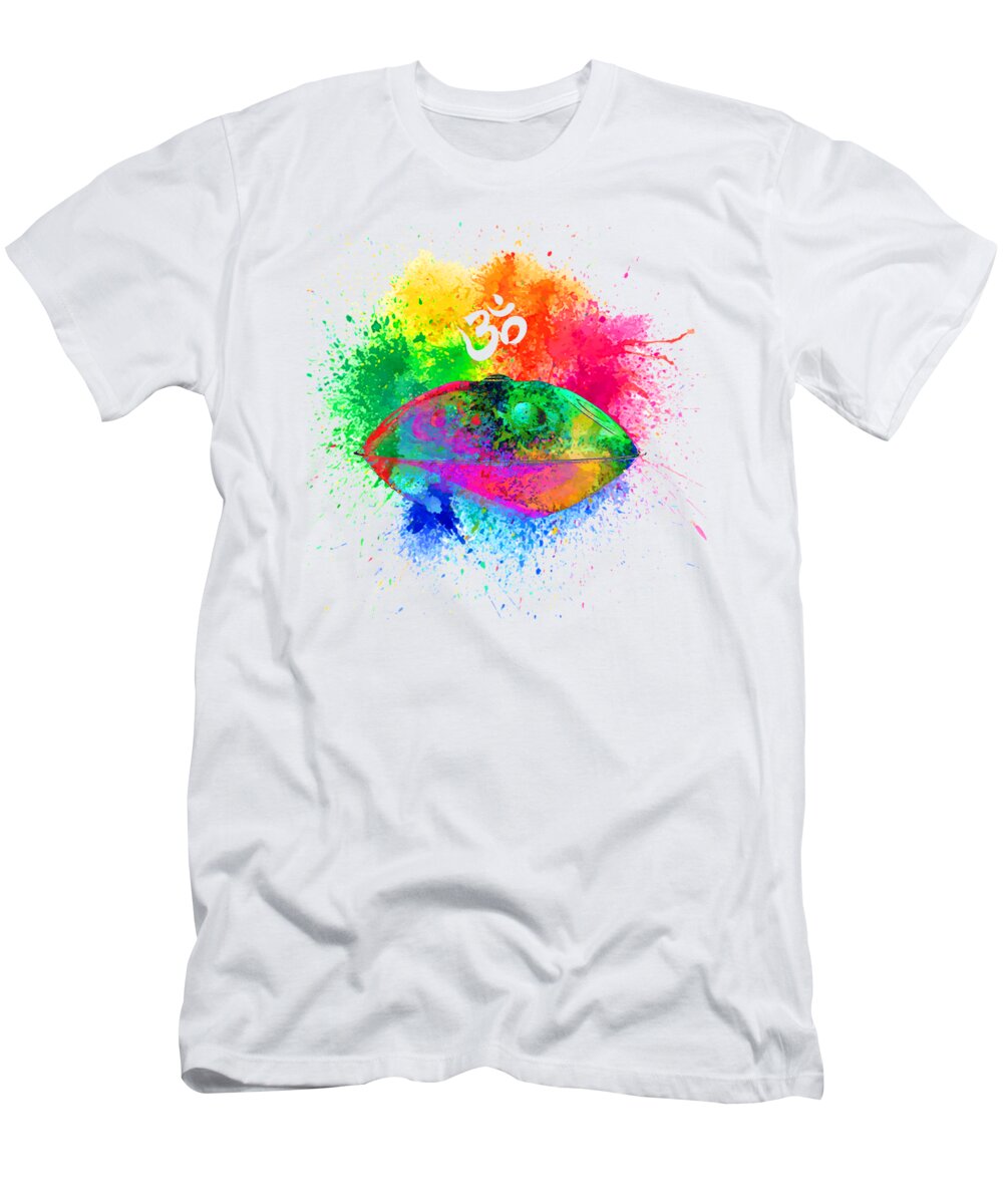Om T-Shirt featuring the digital art Handpan OM in colorfull by Alexa Szlavics