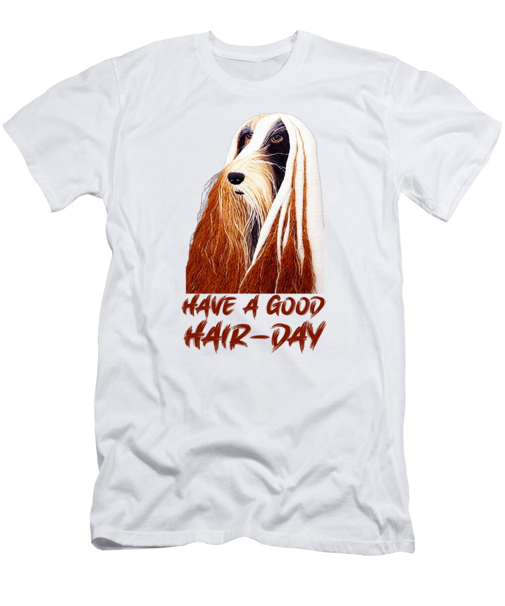 Dog T-Shirt featuring the digital art Happy Hair-Day, Afghan Hound by OLena Art
