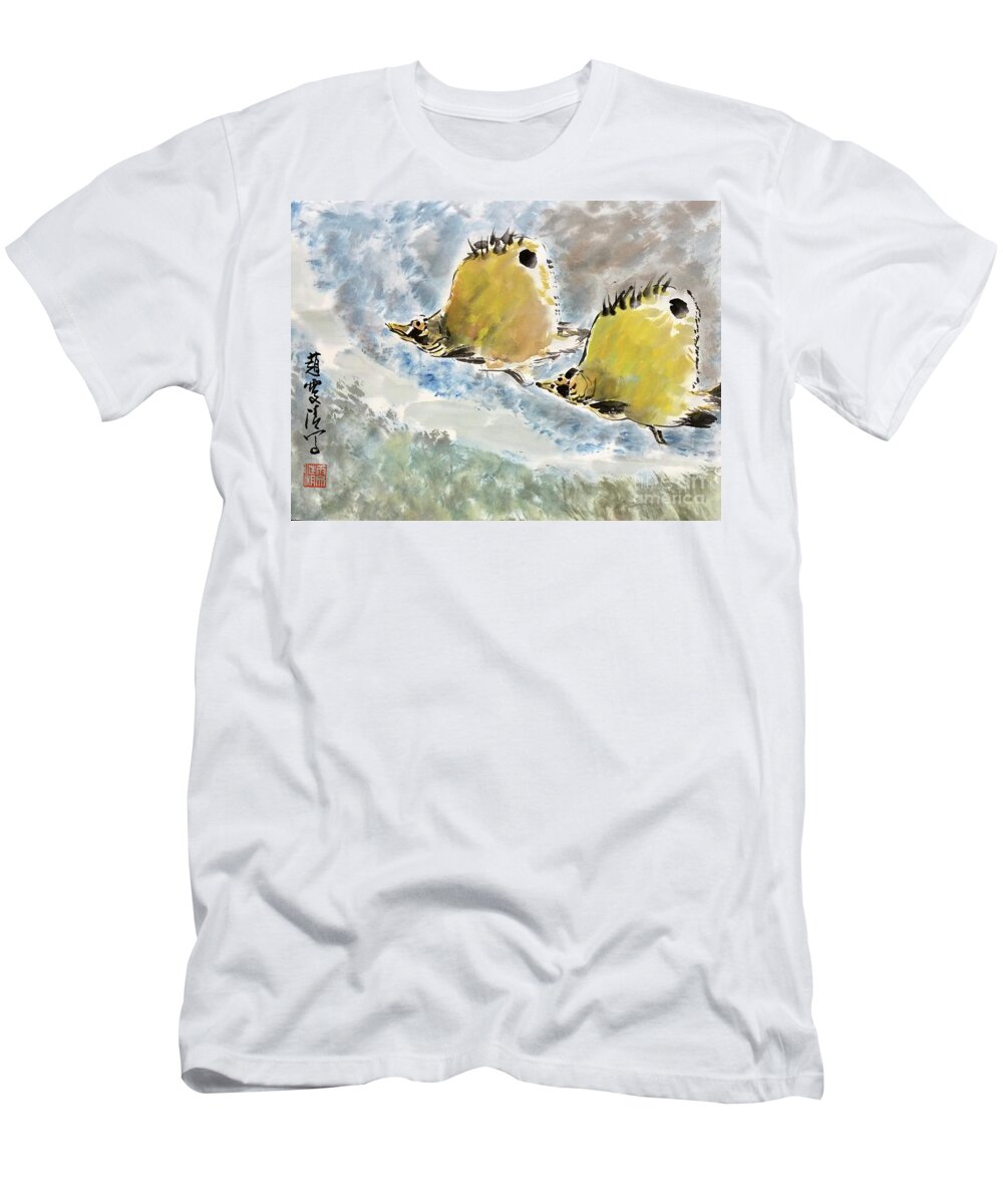 Ornamental Fish T-Shirt featuring the painting Harmony and Advance by Carmen Lam