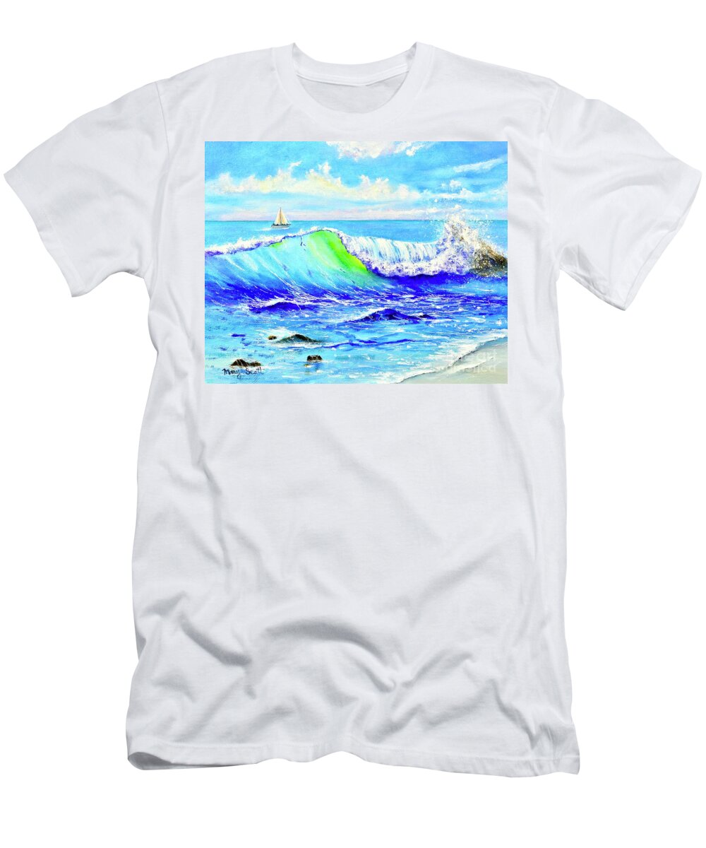 Boat T-Shirt featuring the painting Harmony Of The Sea by Mary Scott