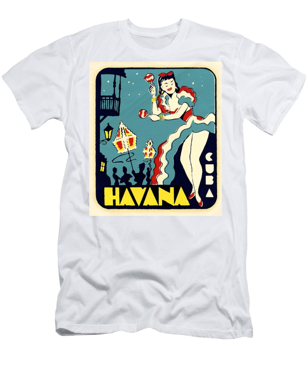 Cuba T-Shirt featuring the drawing Havana Cuba Decal by Unknown