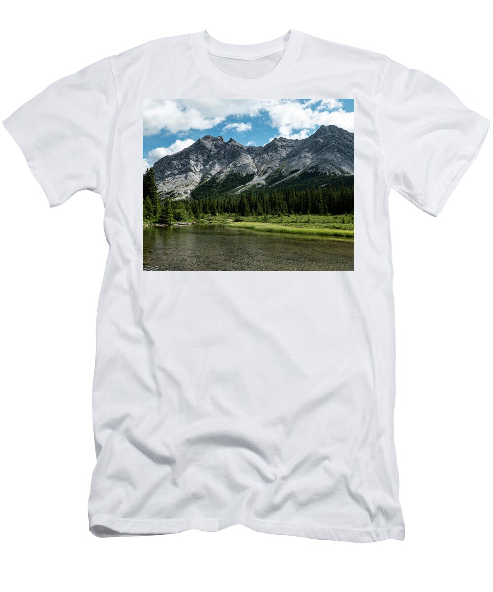 River T-Shirt featuring the photograph headwaters of the Elbow River by Karen Rispin