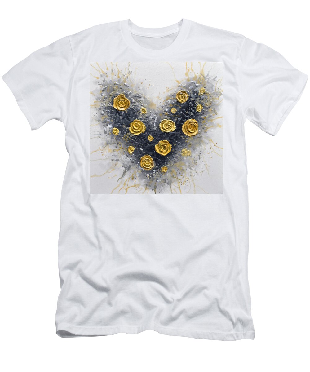 Heart T-Shirt featuring the painting Heart of Gold by Amanda Dagg
