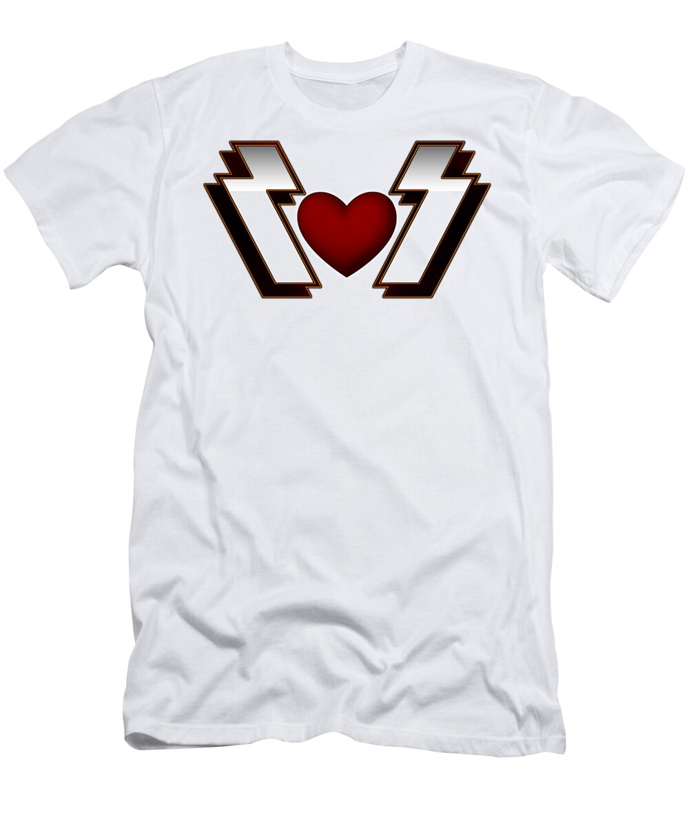 Heart T-Shirt featuring the digital art Heavy Metal Heart Emblem by Rolando Burbon