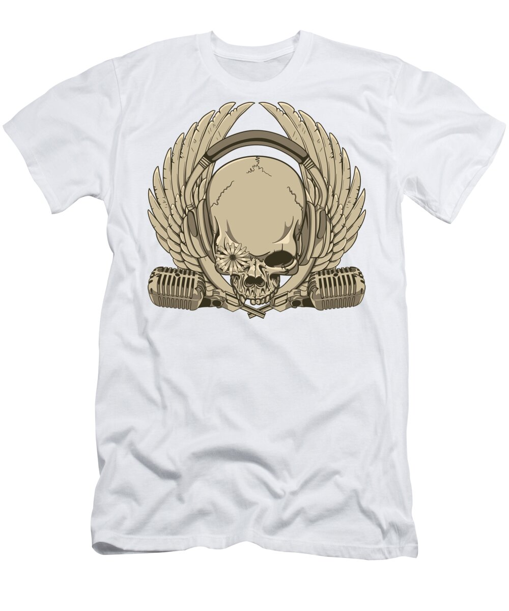 Mic T-Shirt featuring the digital art Heavy Metal Skull by Jacob Zelazny