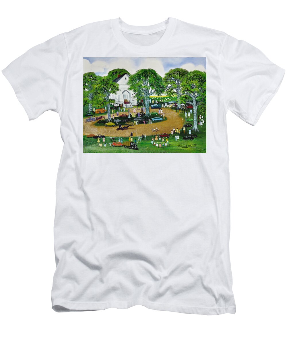 Helen Lafrance Church Fair T-Shirt featuring the painting Helen LaFrance Church Fair by MotionAge Designs