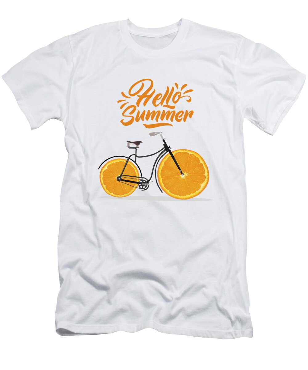 Adorable T-Shirt featuring the photograph Hello summer, funny retro bike by Mounir Khalfouf