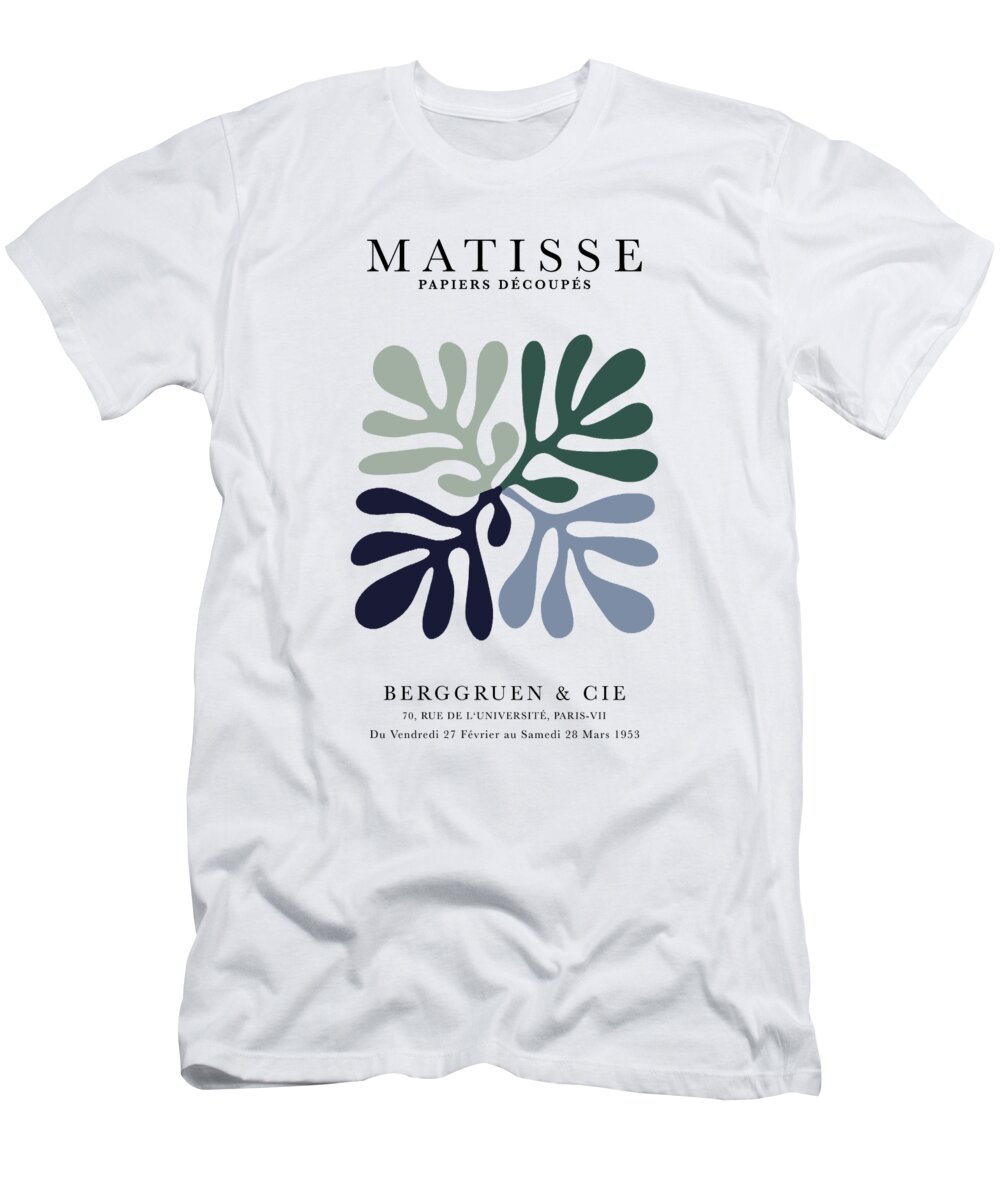 Henri Matisse T-Shirt featuring the digital art Henri Matisse Papiers Decoupes 4 Flowers pastel Art Exhibition by Re- Make-
