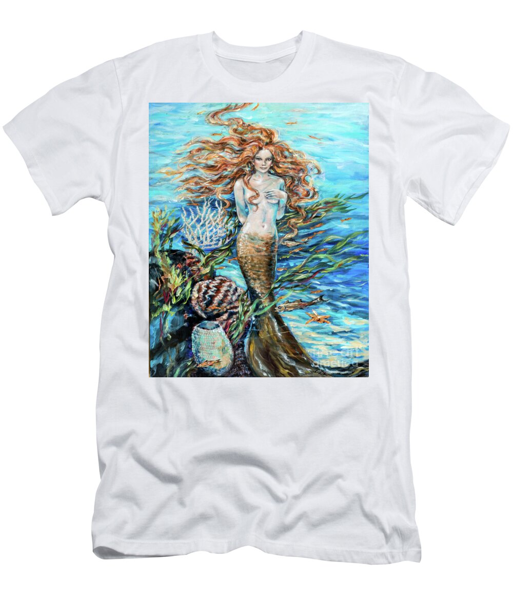 Mermaid T-Shirt featuring the painting Highland Mermaid by Linda Olsen