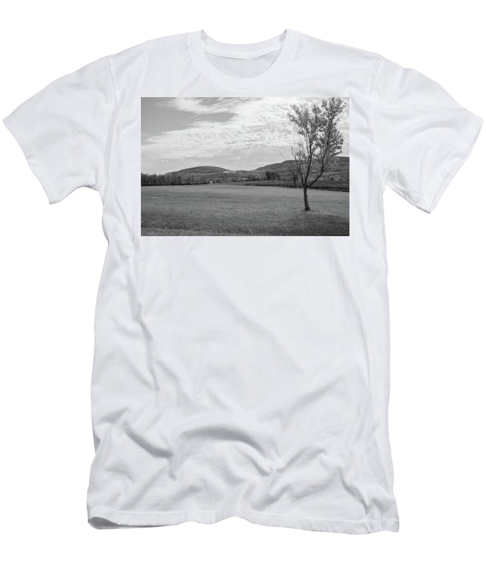 Hills T-Shirt featuring the photograph Hilly Landscape - Black and White by Angie Tirado