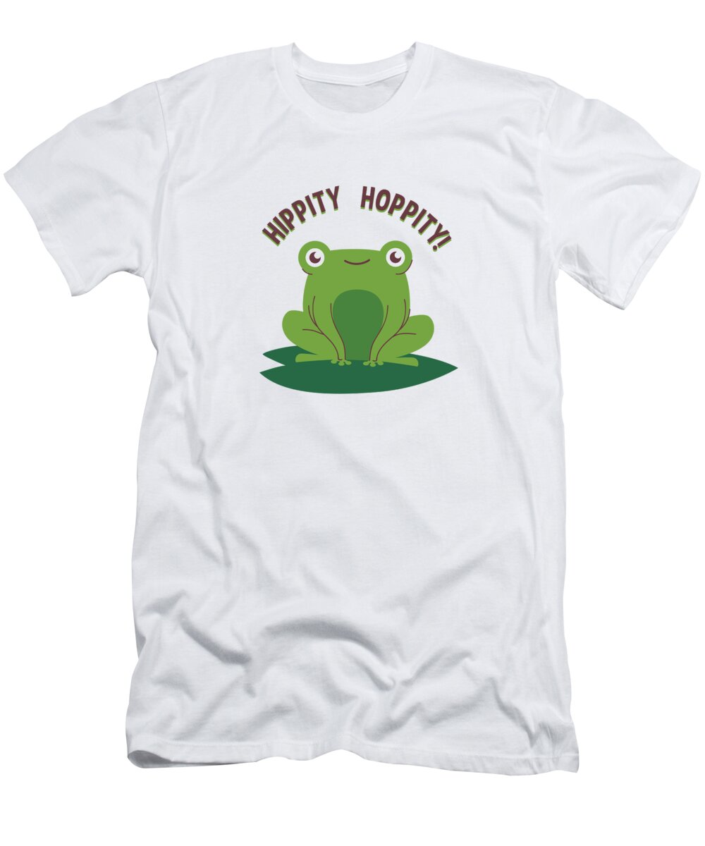 Adorable T-Shirt featuring the digital art Hippity Hoppity Frog on a Lilly Pad by Jacob Zelazny