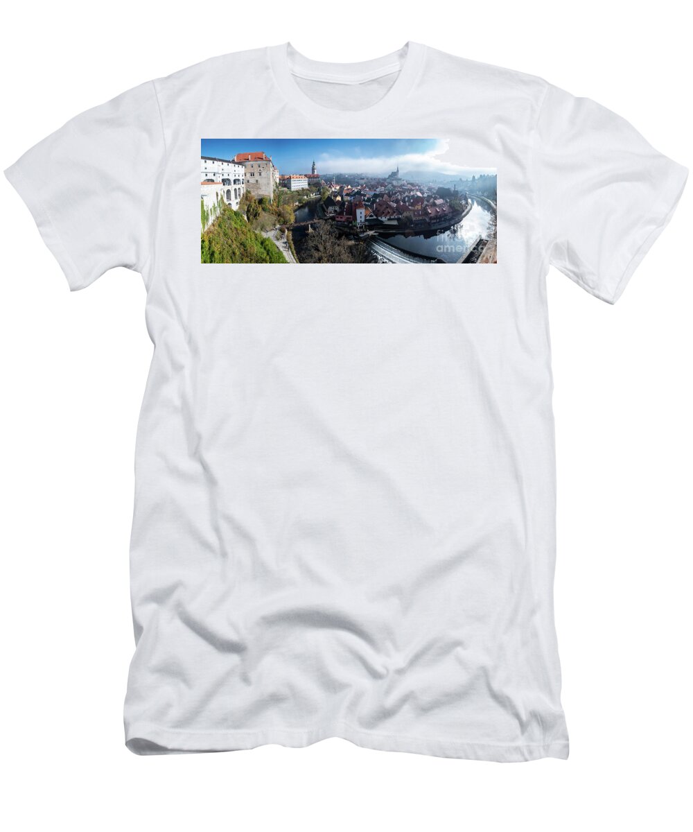 Czech Republic T-Shirt featuring the photograph Historic City Of Cesky Krumlov In The Czech Republic In Europe by Andreas Berthold