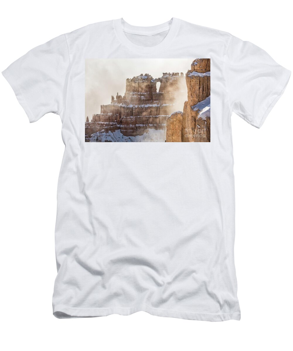 Landscape T-Shirt featuring the photograph Hoodoos in Fog - Bryce Canyon by Sandra Bronstein