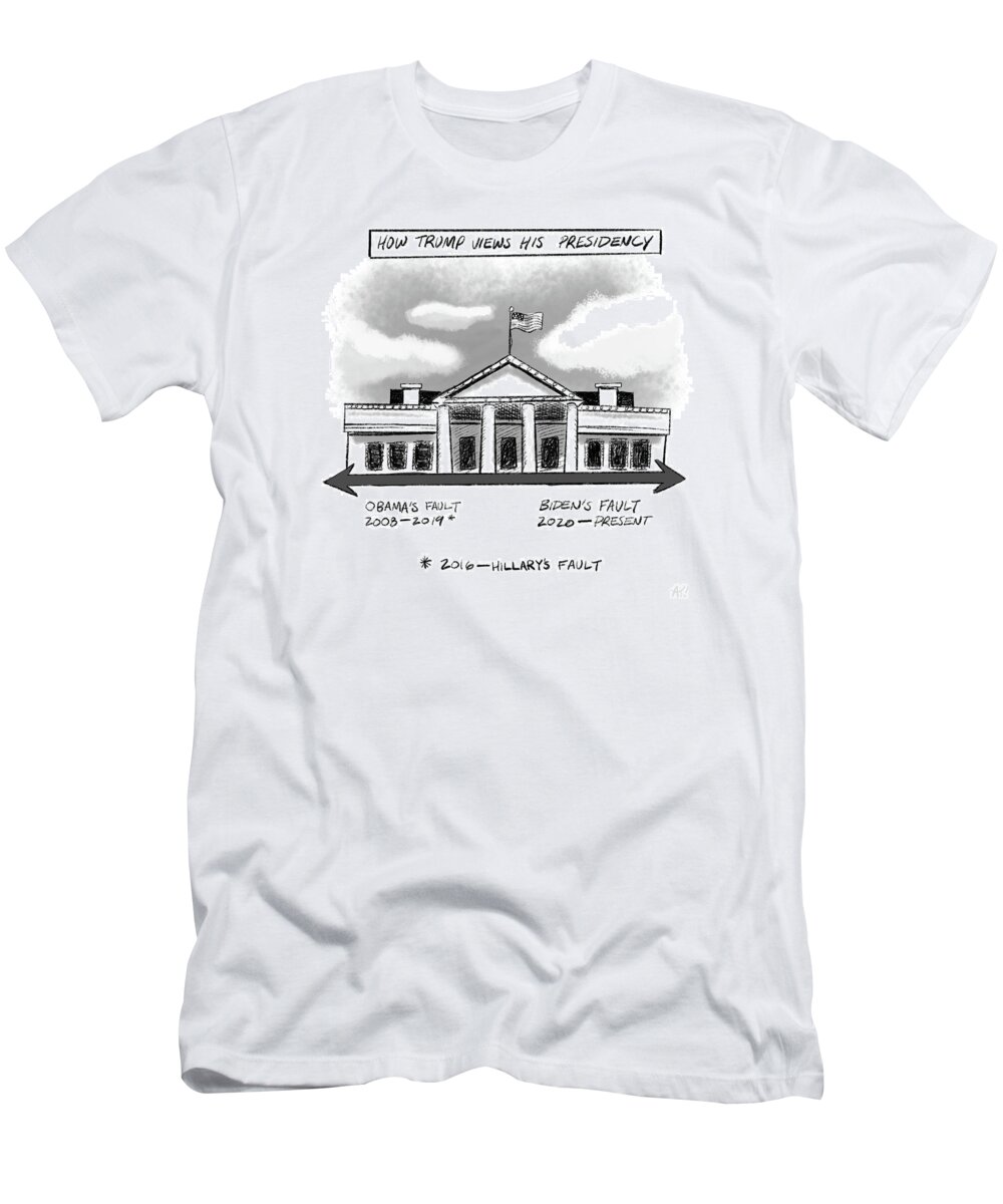 Captionless T-Shirt featuring the drawing How Trump Views His Presidency by Akeem Roberts
