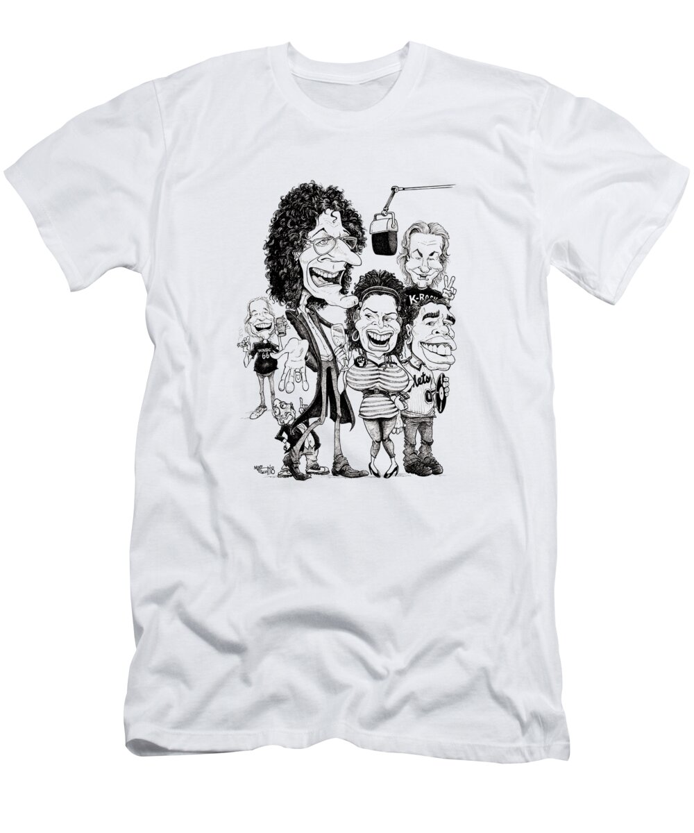 Caricature T-Shirt featuring the drawing Howard Stern Show by Mike Scott