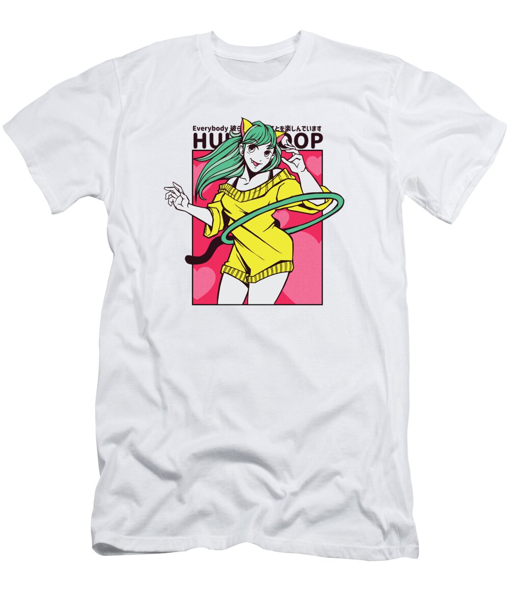 Hula Hoop T-Shirt featuring the digital art Hula Hoop Anime Girl by Me